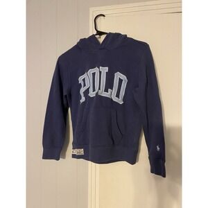 Polo Ralph Lauren Hoodie Sweatshirt Blue Youth Boys Size M Logo 10-12